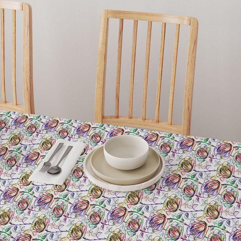 Square Tablecloth， 100% Cotton， 52x52， Floral 195