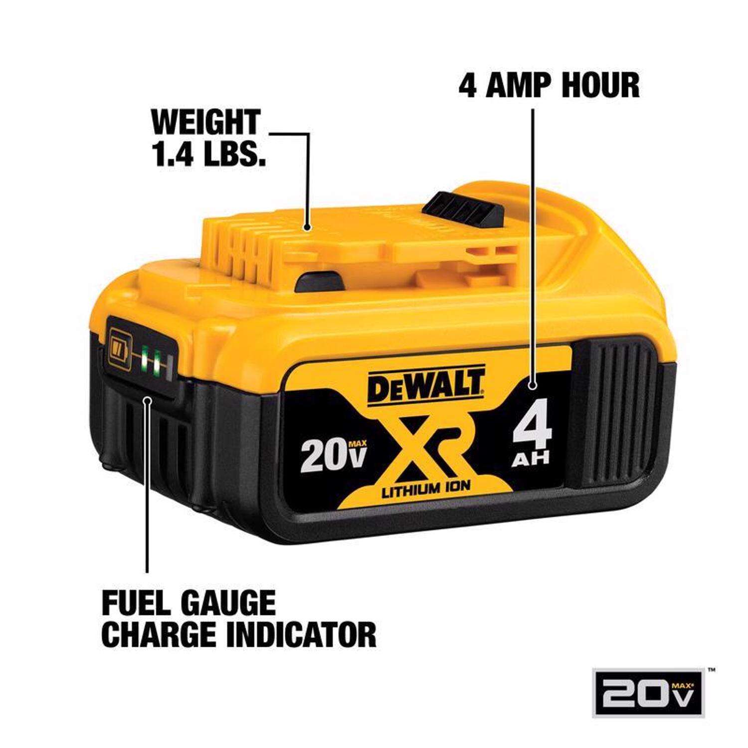 DW 20V MAX XR DCB204 4 Ah Lithium-Ion Battery 1 pc