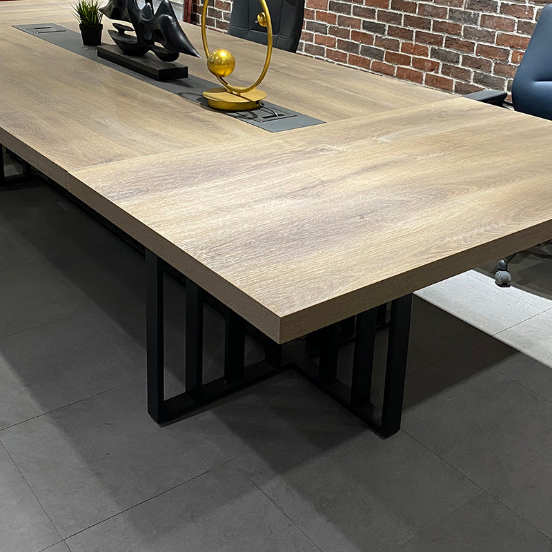 VIDAL Boardroom Table 3.6cm x 1.2m - Warm Oak & Black