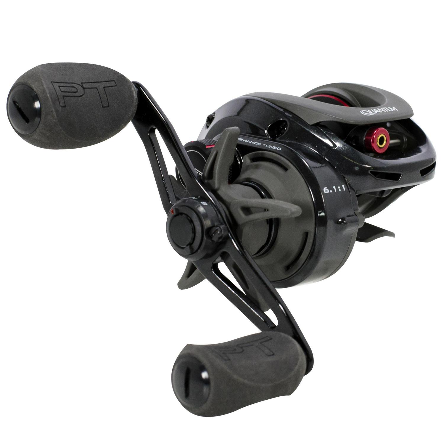 Quantum Smoke Baitcast Fishing Reel， Size 100 Reel， Right-Hand Retrieve， Large EVA Handle Knobs and Continuous Anti-Reverse Clutch， 10+1 Bearings， 6.3:1 Gear Ratio， Black