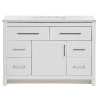 Home Decorators Collection Clady 48.5 in. W x 18.75 in. D Bath Vanity in White with Cultured Marble Vanity Top in Silver Ash with White Sink HD2048P2-WH