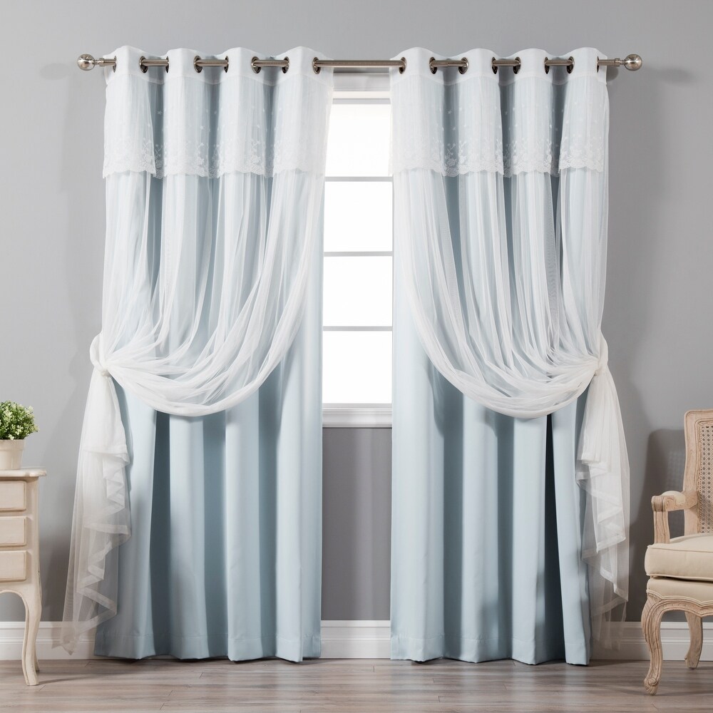 Aurora Home Tulle Sheer with Attached Valance   Blackout Mix   Match