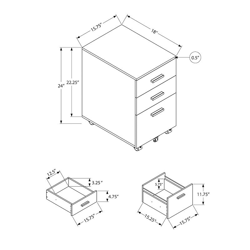 Monarch 3-Drawer Filing Cabinet