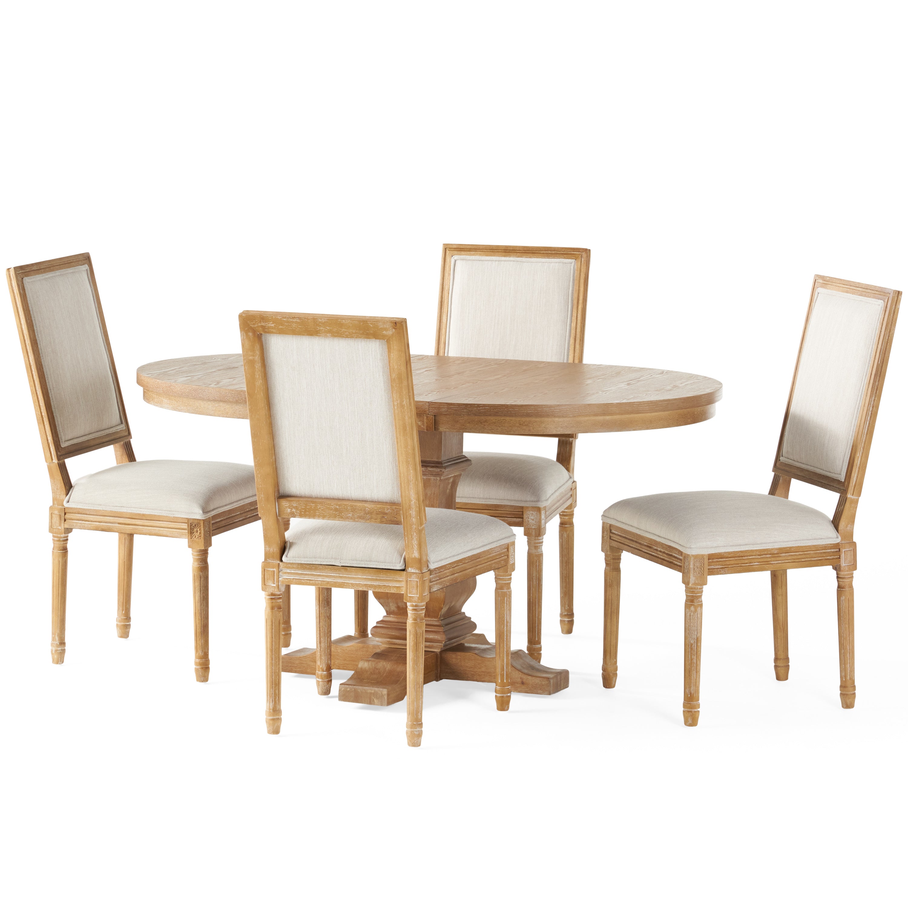 Beckstrom French Country 5-Piece Expandable Oval Dining Set - Wood