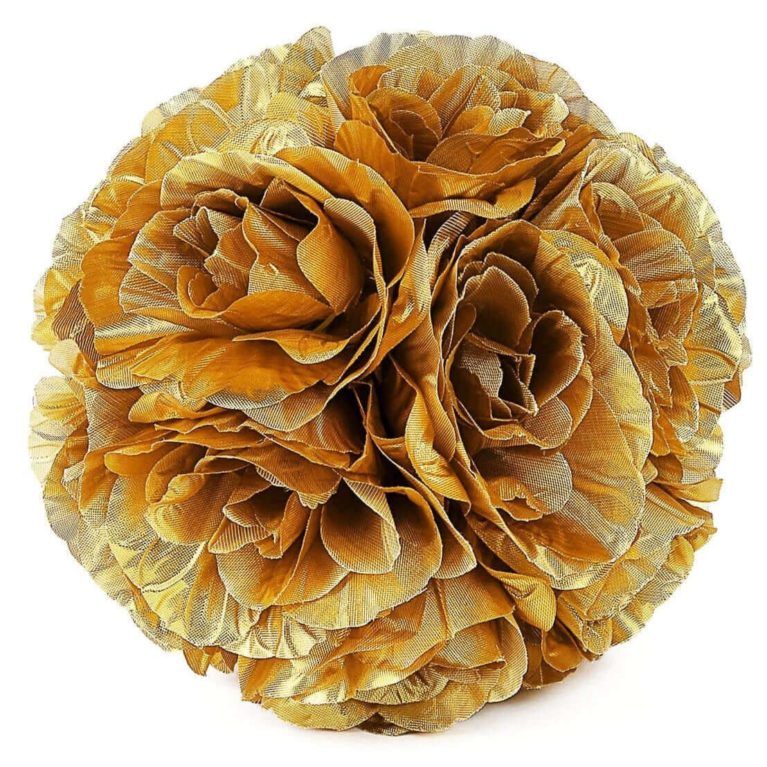 2 Pack Gold Artificial Silk Rose Kissing Ball, Faux Flower Ball 7