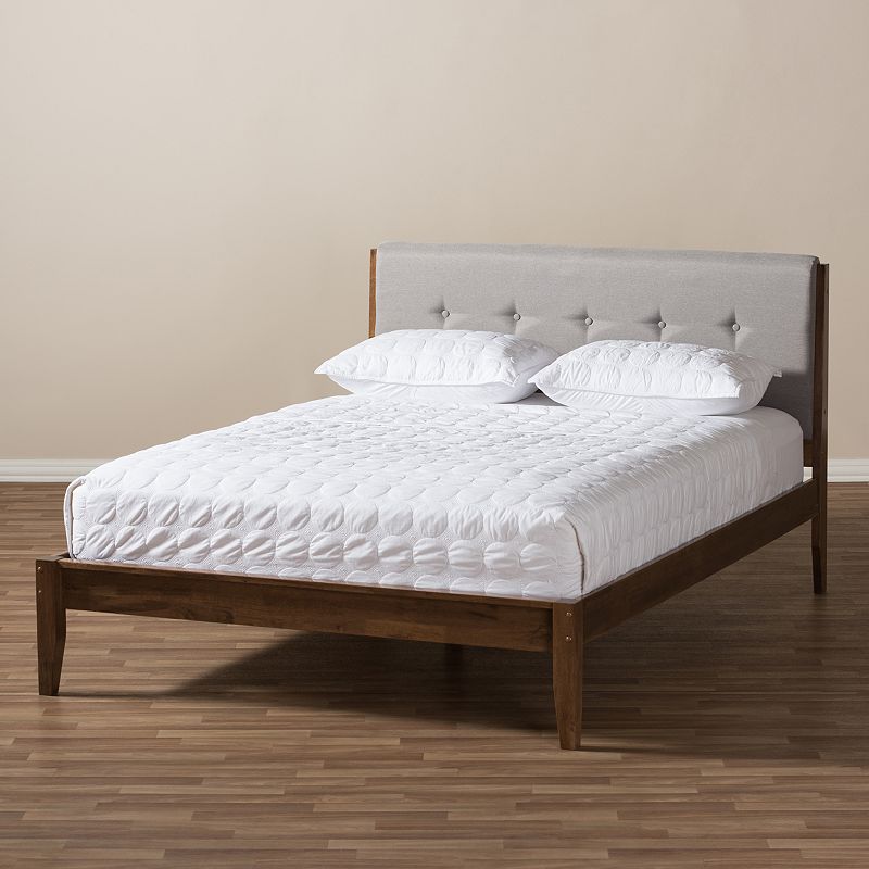 Baxton Studio Leyton Mid-Century Upholstered Platform Bed