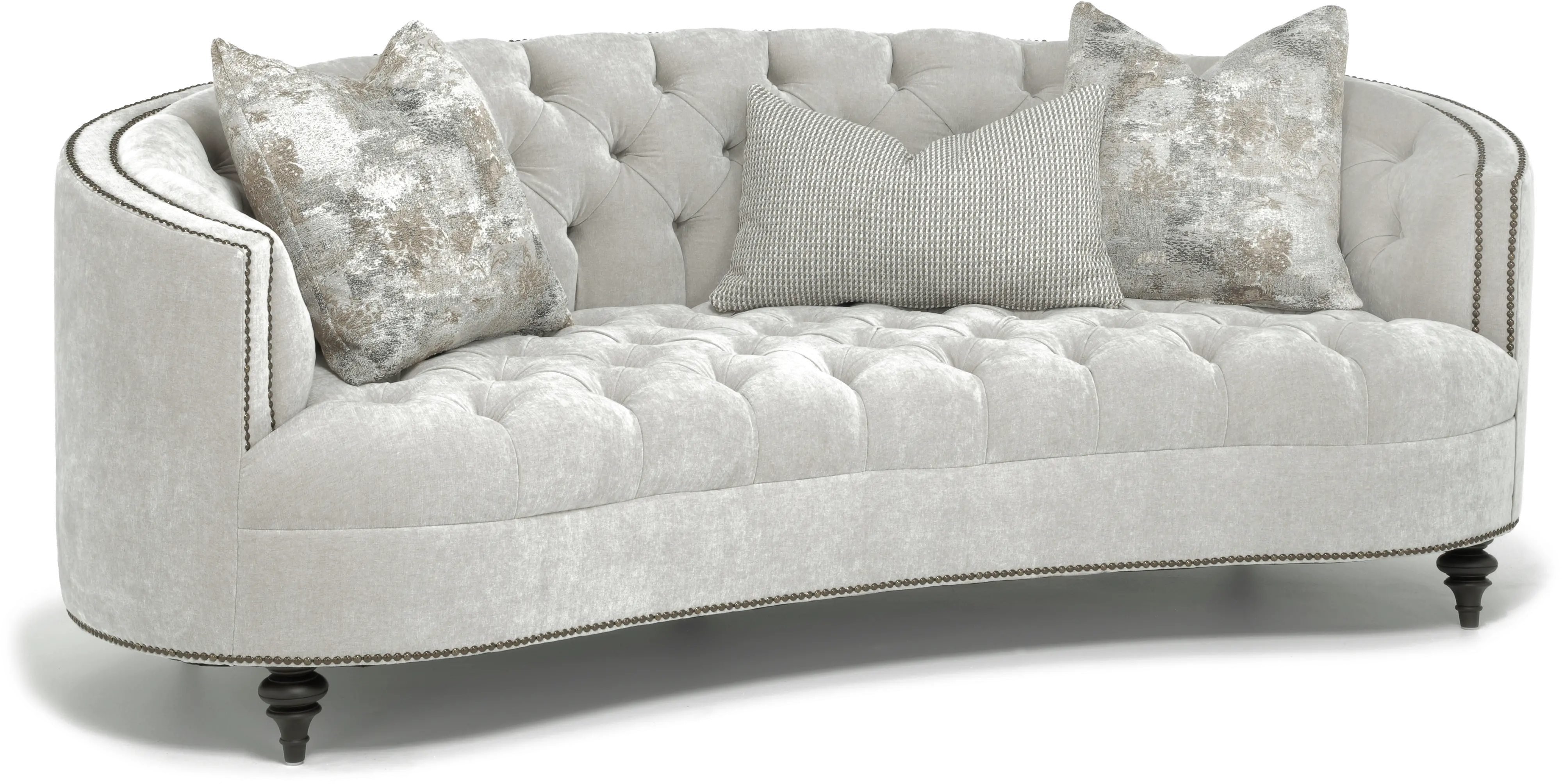 Madeline Light Gray Traditional Curved Sofa