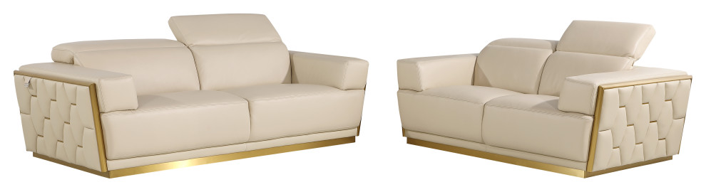 Enzo Top Grain Italian Leather 2 Piece Set   Modern   Sofas And Sectionals   by Luxuriant Furniture  Houzz