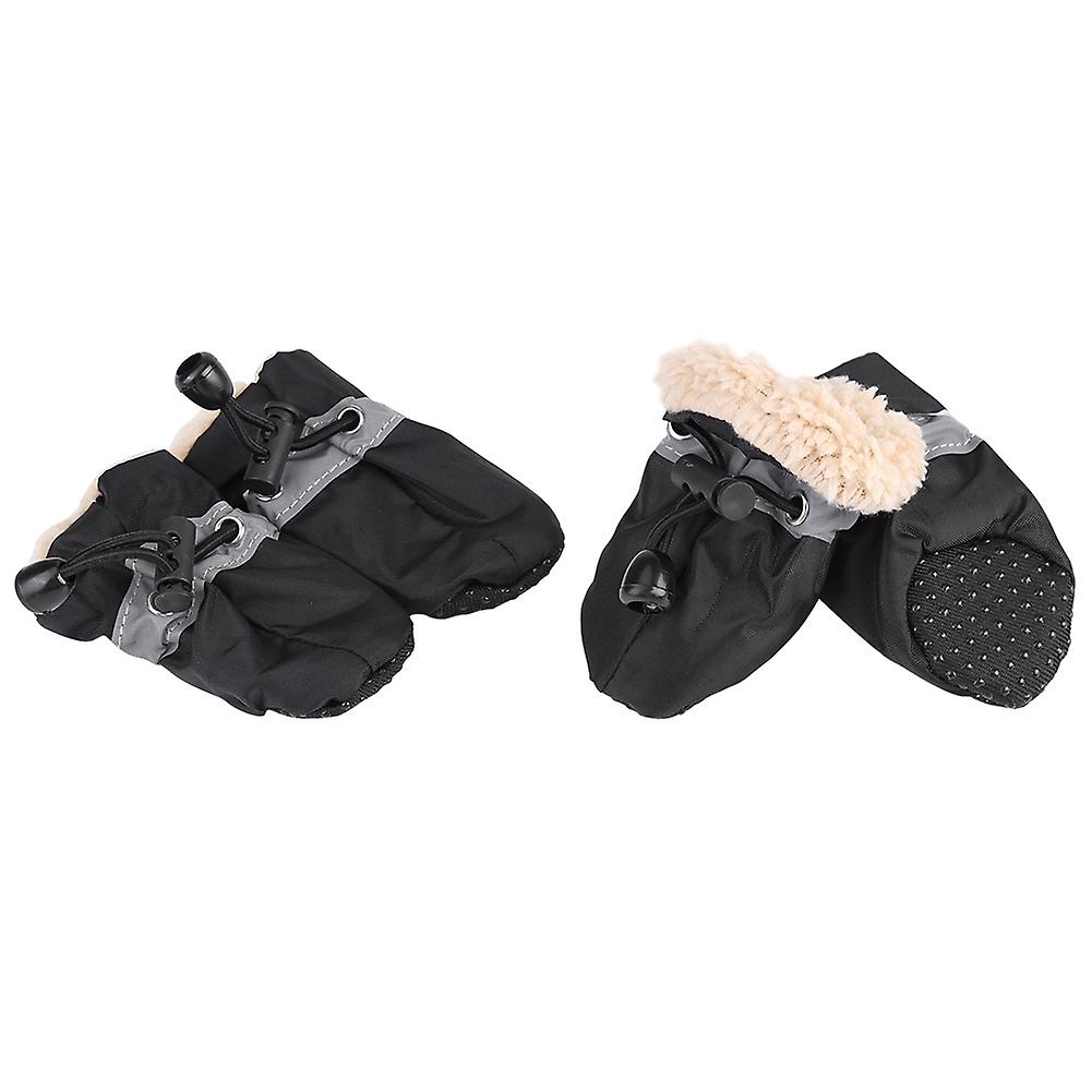 4pcs/set No Slip Pet Dog Shoes Boots Dog Socks Soft Cotton Padded Black #3