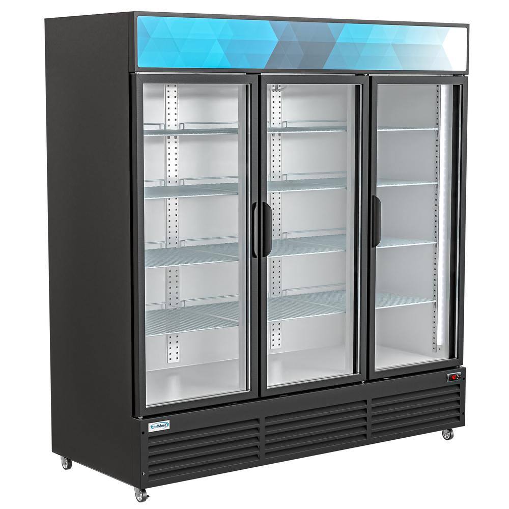 Koolmore 3 Glass Commercial Display Refrigerator Upright Beverage Cooler Merchandiser-5656 Cu. Ft. Swing Door Black CF-56-B