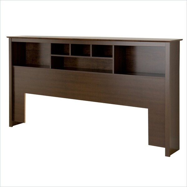 King size Bookcase Headboard in Espresso Wood Finish - - 29063334