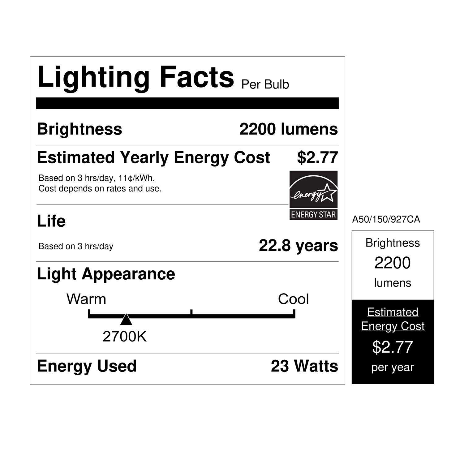 Feit Enhance A21 E26 (Medium) LED Bulb Soft White 50/100/150 Watt Equivalence 1 pk