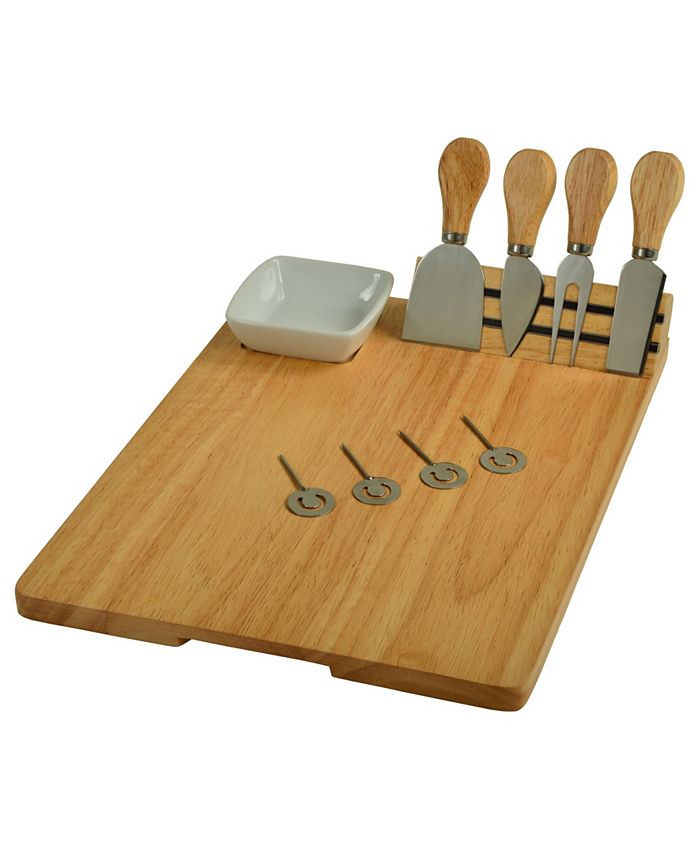 Picnic At Ascot Windsor hardwood Cheese Board Set -Tools， Cheese Markers， Bowl