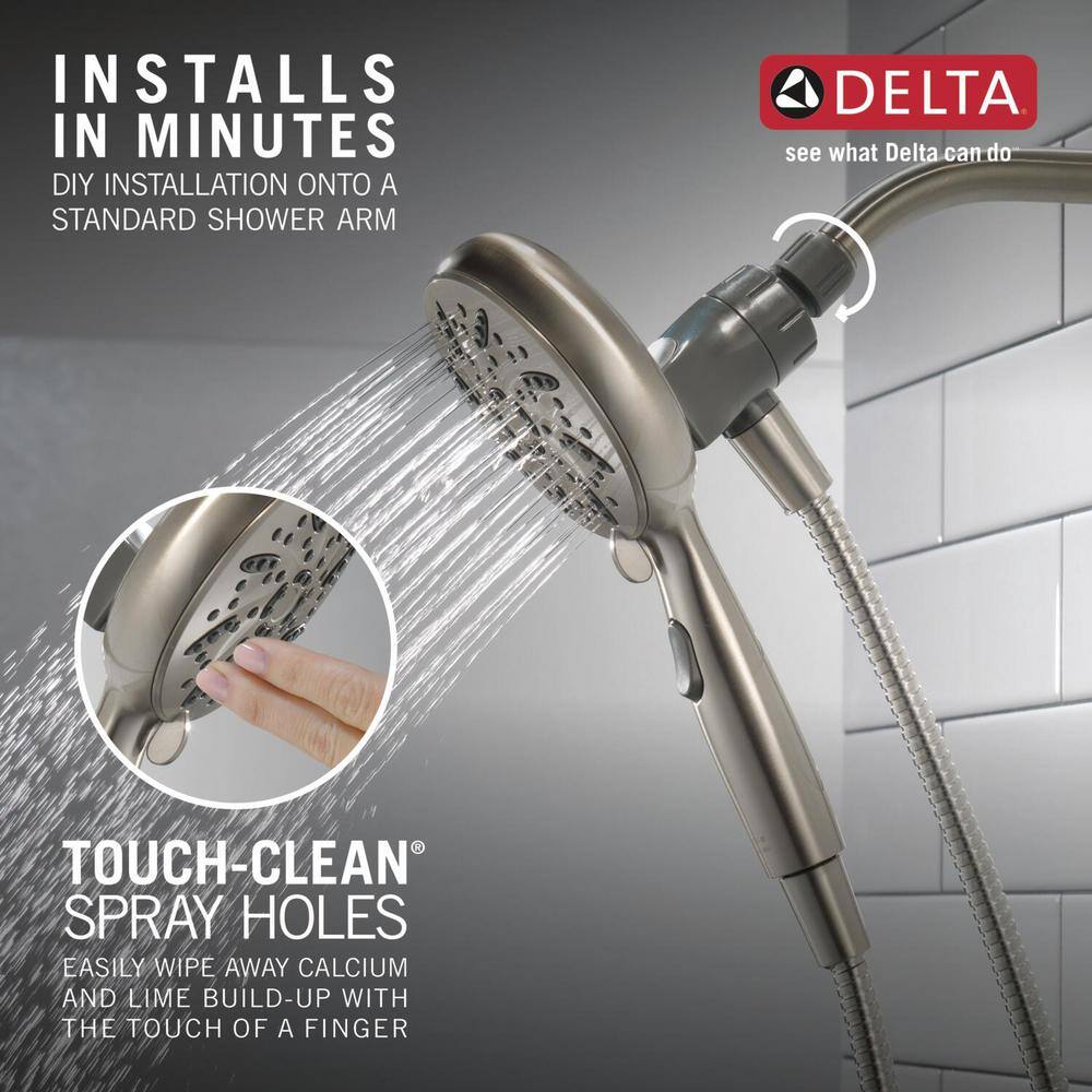 Delta SureDock Magnetic 6-Spray Patterns 1.75 GPM 4.94 in. Wall Mount Handheld Shower Head in Brushed Nickel 75689SN