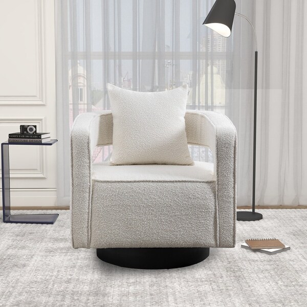 26W Swivel Accent Open Back Chair， Ivory Leisure Arm Chair