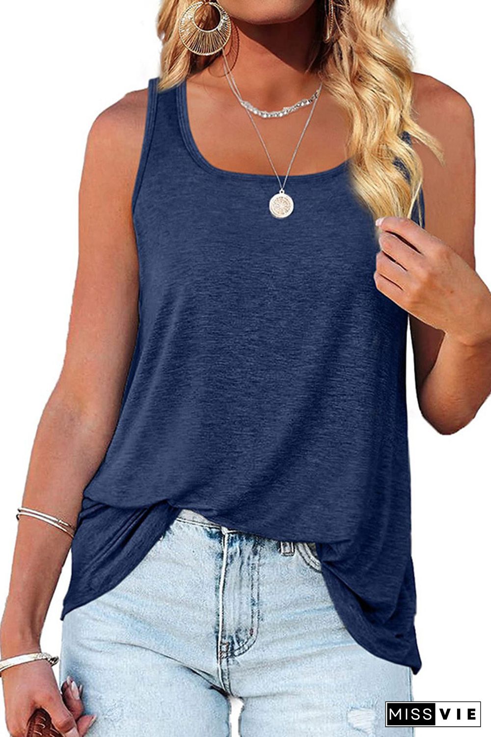 Plain Square Neck Jersey Tank Top