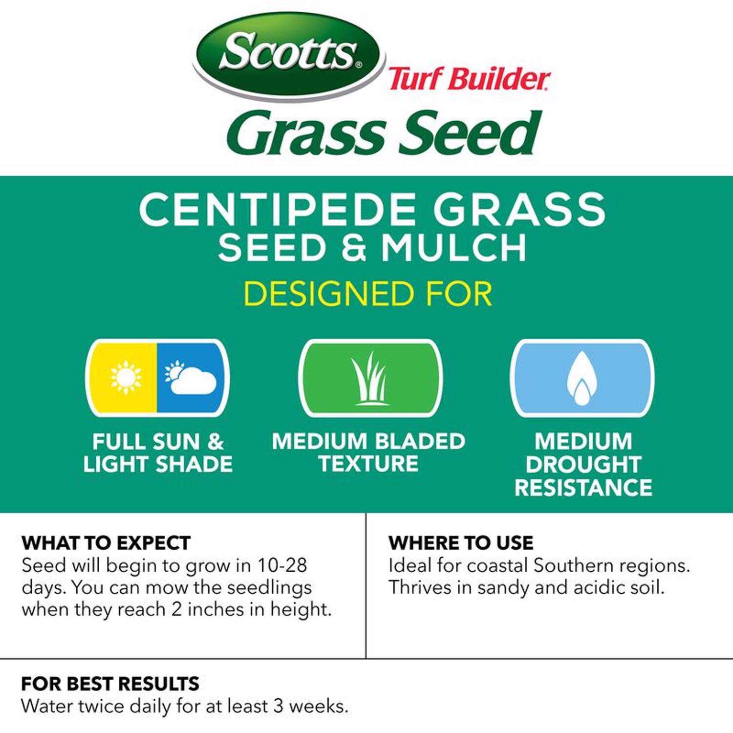 Scotts Turf Builder Centipede Grass Full Sun Grass Seed and Mulch 5 lb