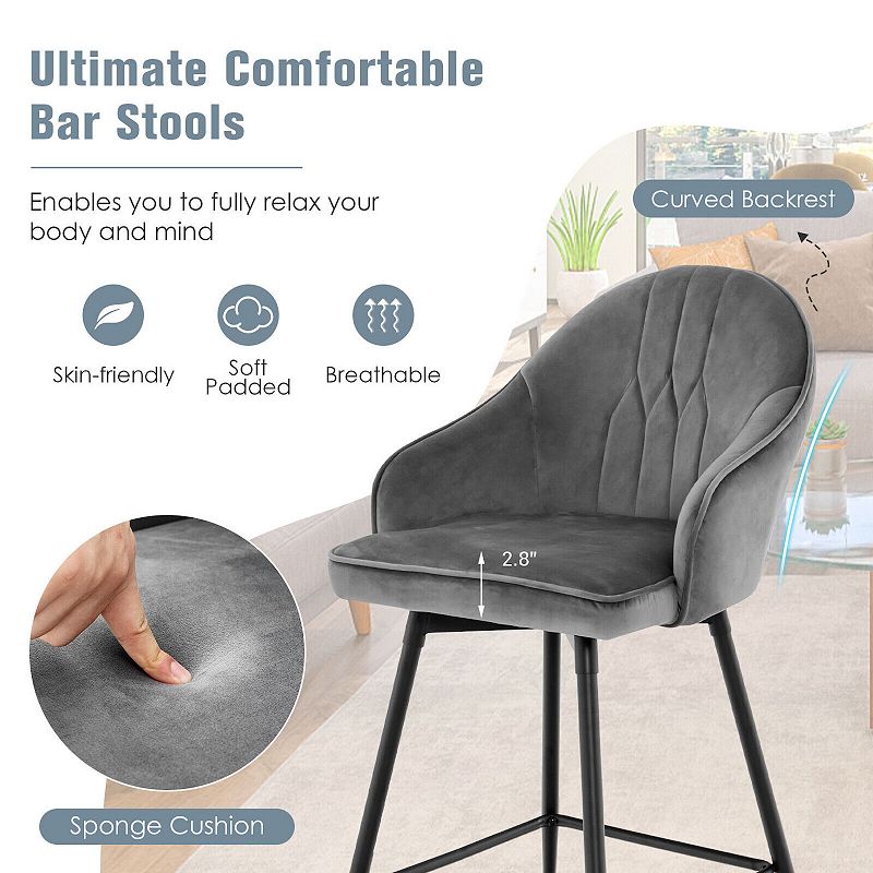 360-degree Swivel Bar Stools Set Of 2-gray