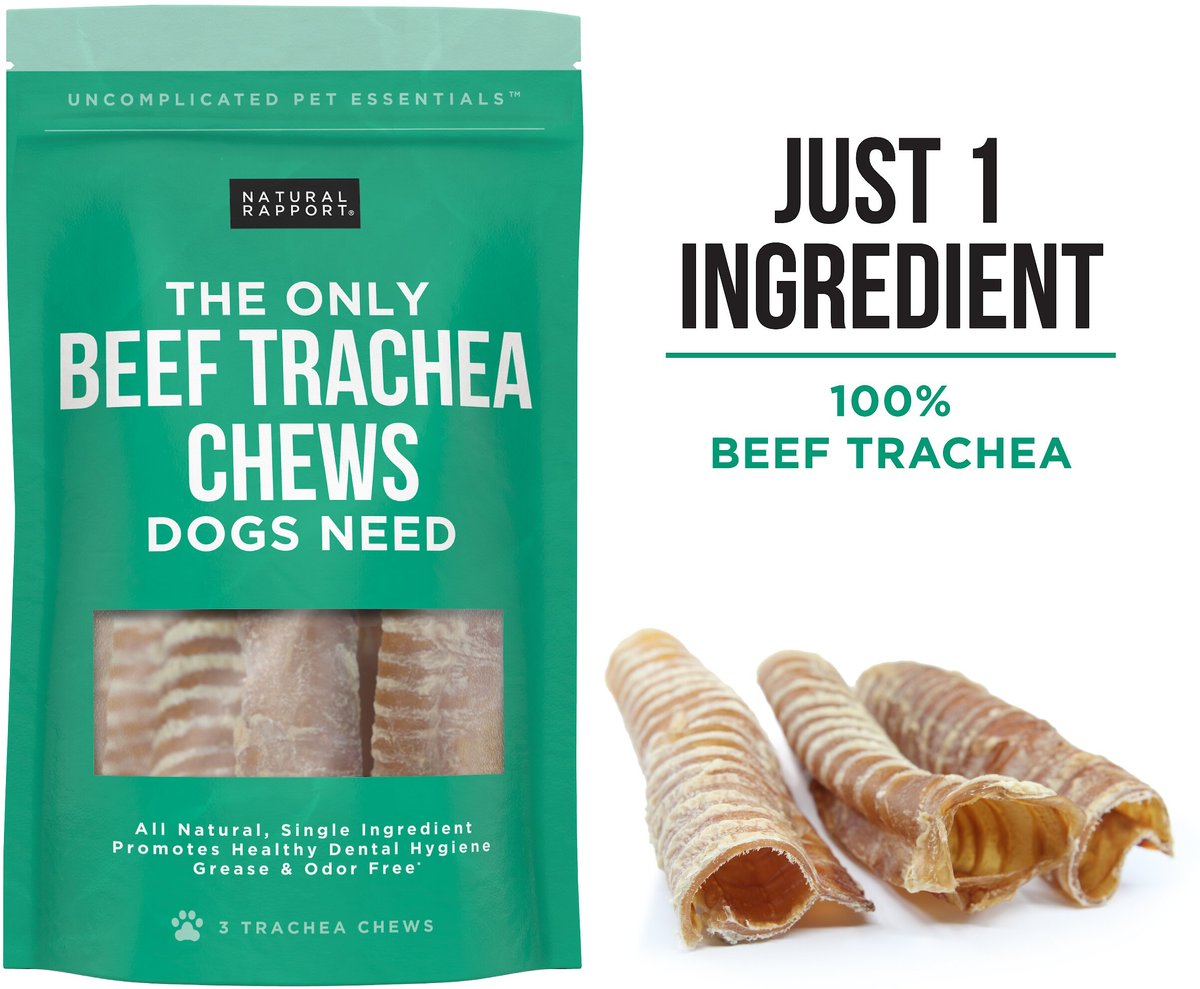 Natural Rapport The Only Beef Trachea Chews Dog Treats， 3 count