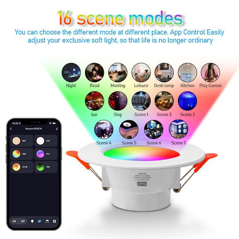 Aubess Led Smart Downlight Indoor Light Spotlight Tuya Bluetooth Control 10w 15w Rgb+cw+ww