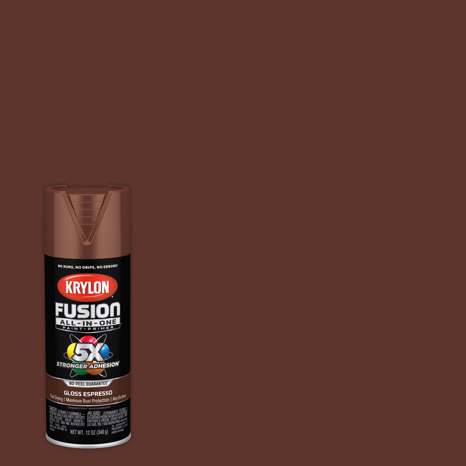 Krylon Fusion All-In-One Gloss Espresso Paint+Primer Spray Paint 12 oz