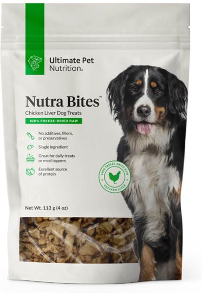 Ultimate Pet Nutrition Nutra Bites Chicken Liver Freeze-Dried Dog Treats， 4-oz bag