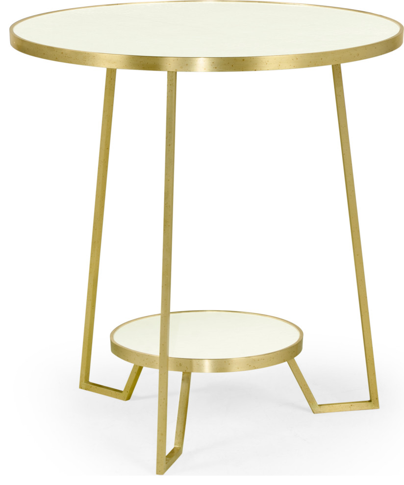 Modern Accents Round Ivory Crackle Ceramic Laquered Lamp Table   Contemporary   Side Tables And End Tables   by HedgeApple  Houzz