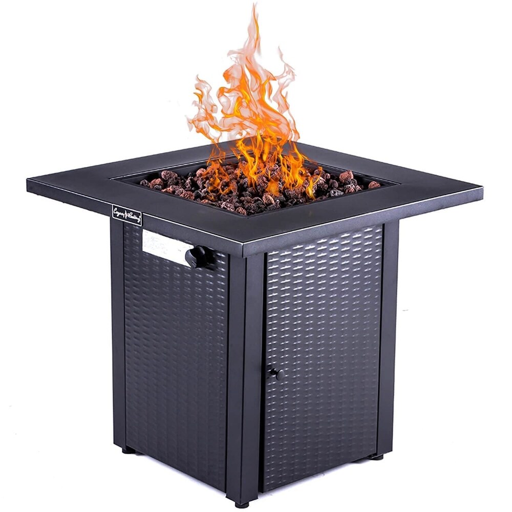 28in Outdoor Propane Fire Pit Table  50 000BTU  Adjustable Outside Gas Dinning Fire Table Lava Stone For Garden Patio Backyard