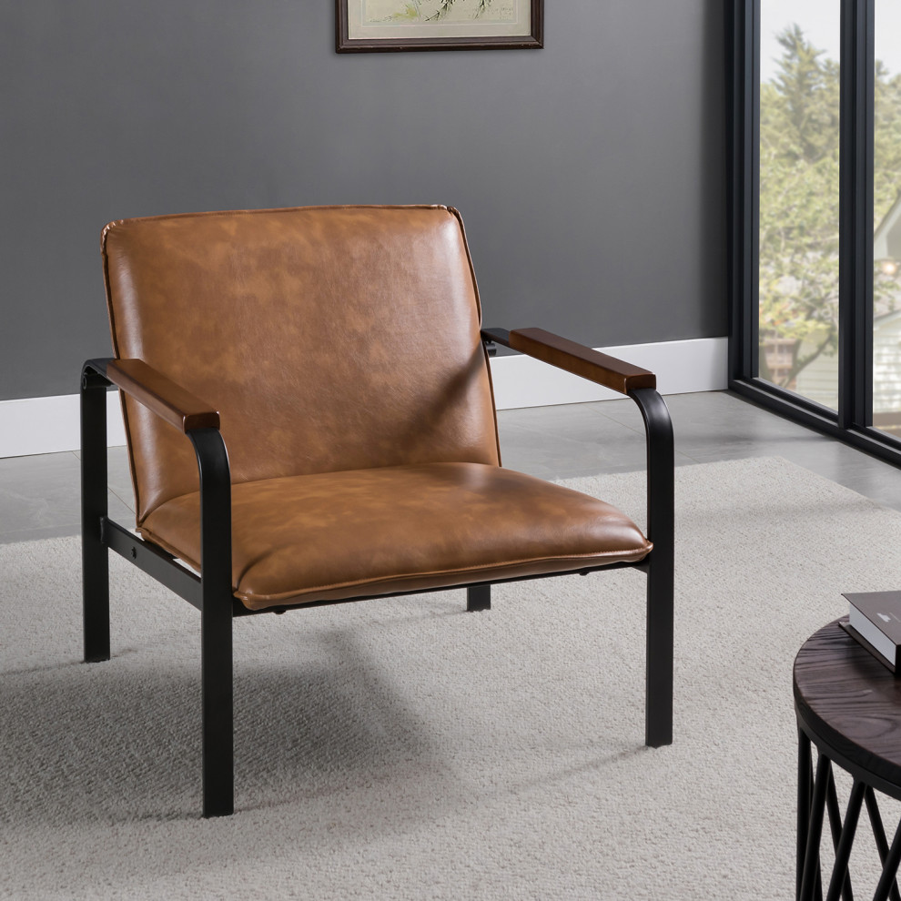 Antique Faux Leather Leisure Chair   Contemporary   Armchairs And Accent Chairs   by Karat Home  Houzz