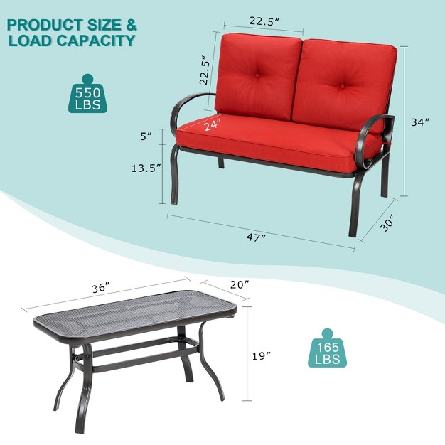 Tangkula Loveseat Table Set Furniture Outdoor Garden