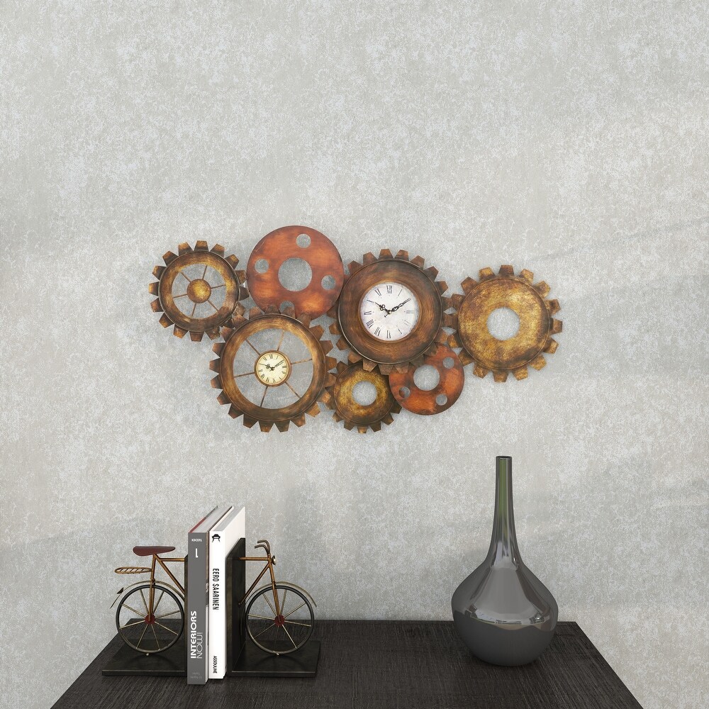 Brown Metal Gear Wall Clock