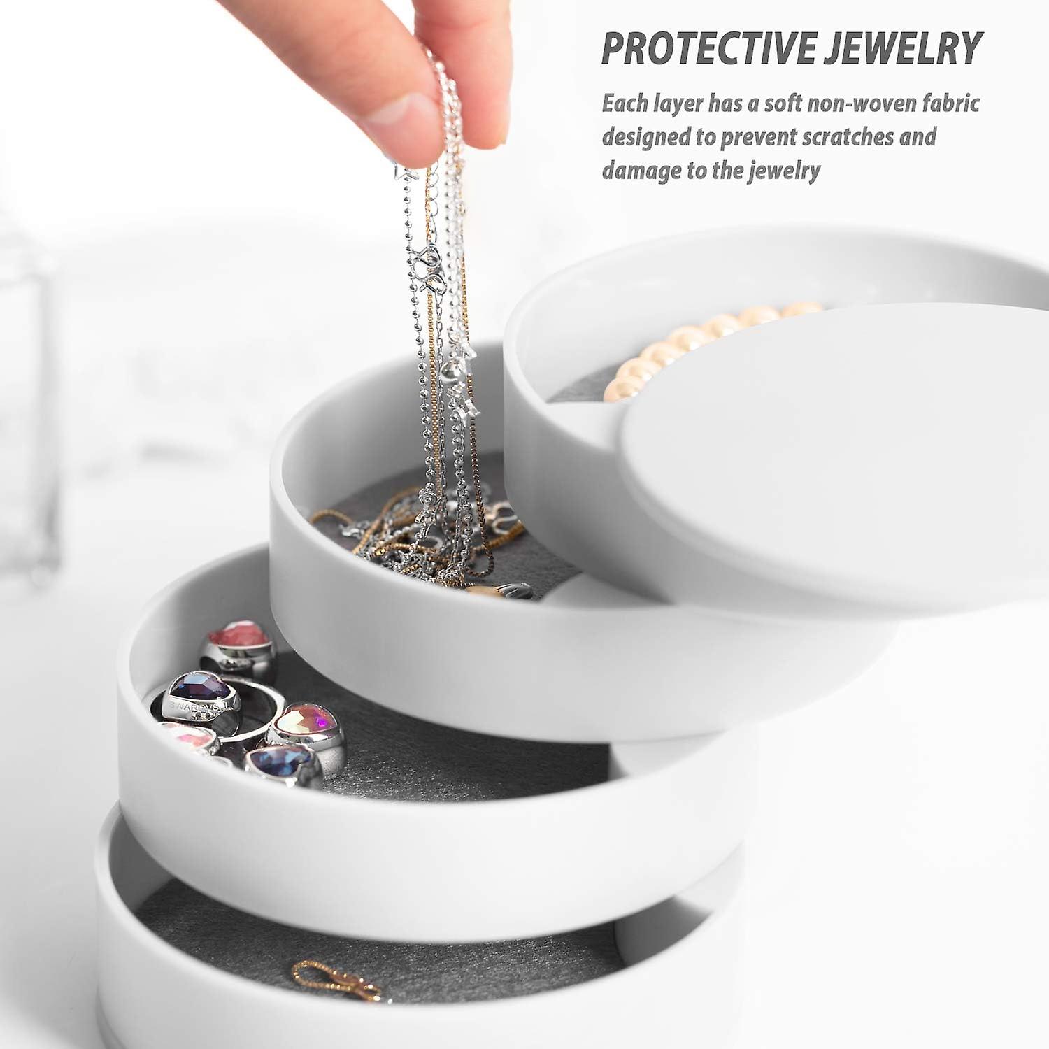 Small Jewelry Box Earring Holder For Women， Jewelry Storage Box 4-layer Rotatable Jewelry Accessory Storage Tray With Lid For Rings Bracelets