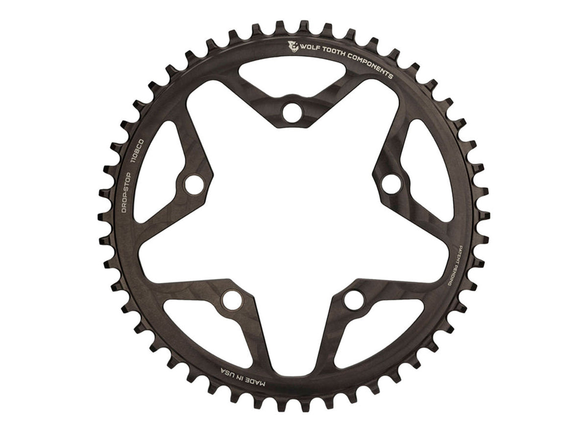 Wolf Tooth Components Drop-Stop 110 BCD Flat Top Cyclocross/Road Chainring - Black