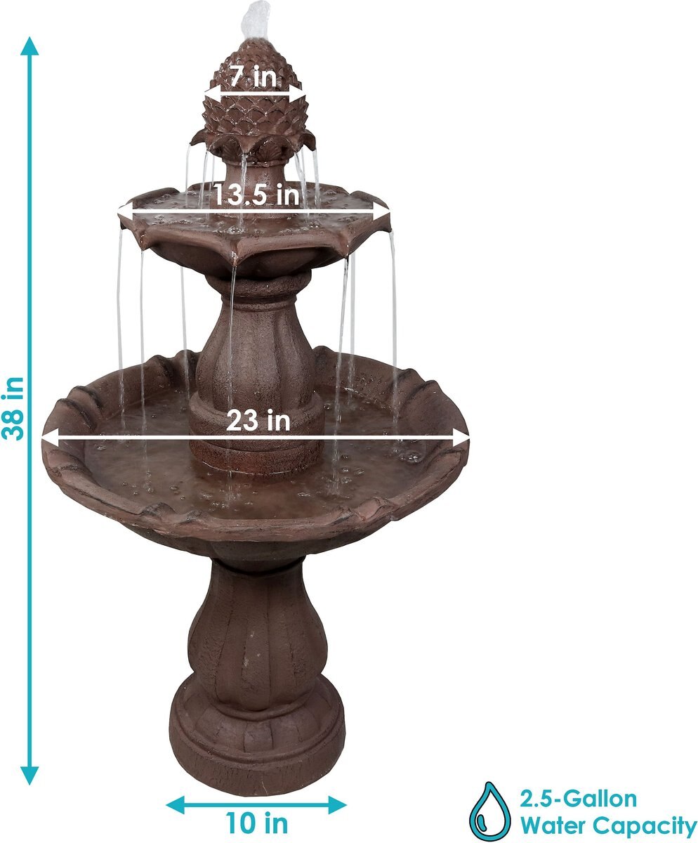 Sunnydaze Decor 2-Tier Curved Plinth Outdoor Water Fountain