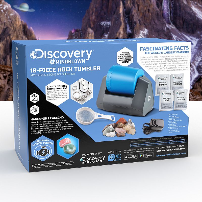 Discovery #Mindblown 18-Piece Rock Tumbler Set with Polishing Machine， Rocks and Jewelry Accessories