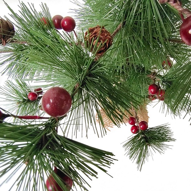 Winter Berry Pine Tree With Pine Cones In Jute Base Christmas Decoration