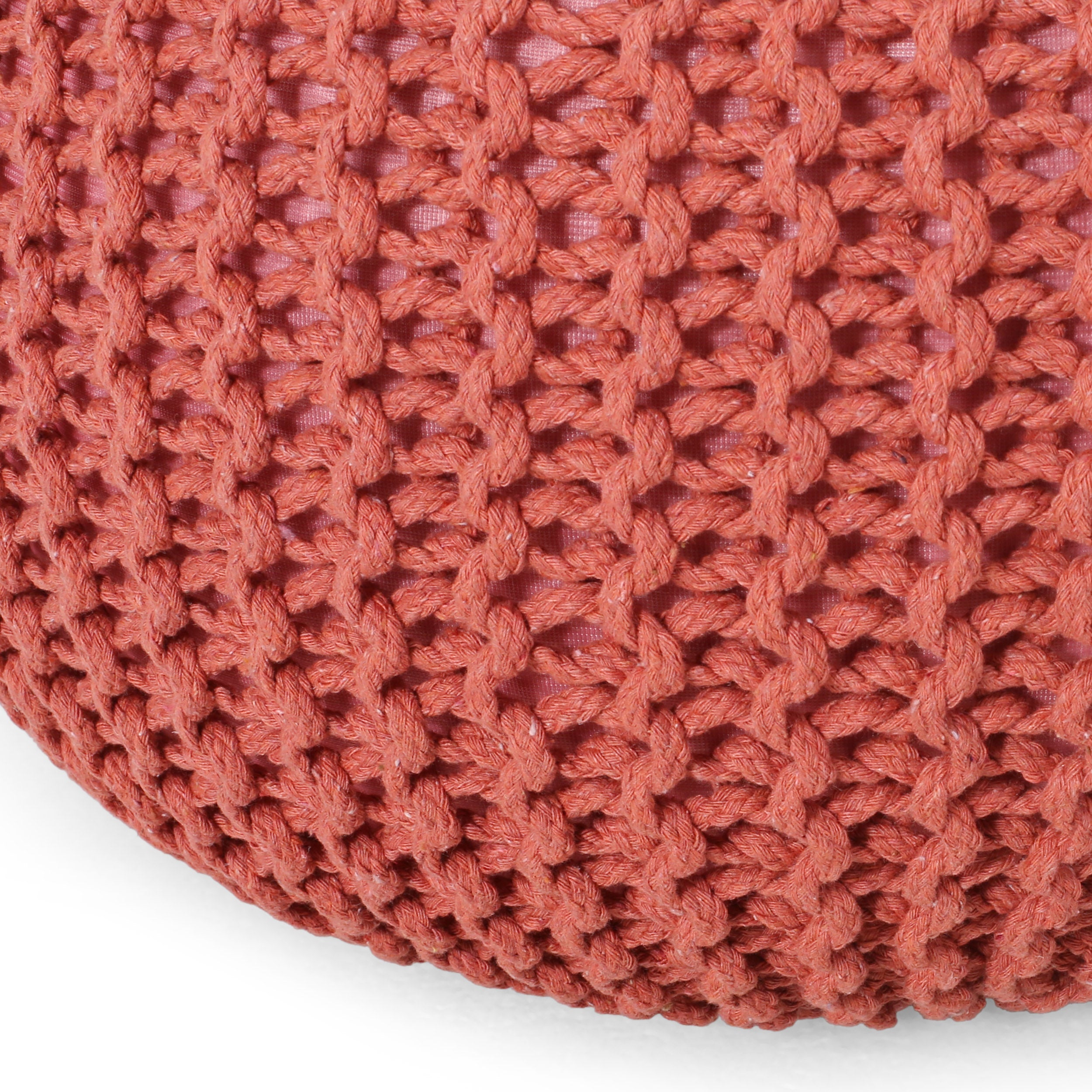 Barwick Modern Knitted Cotton Round Pouf