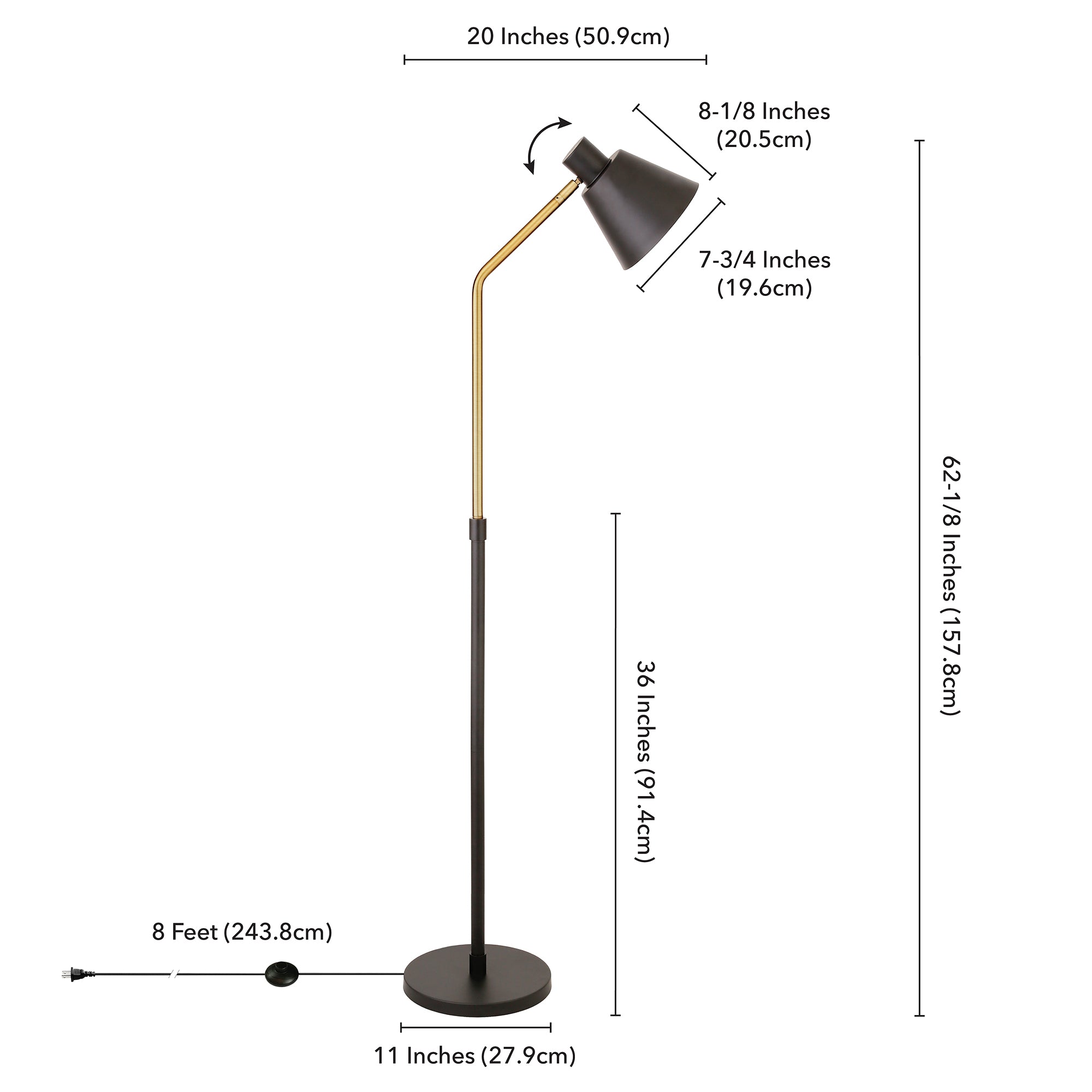 Evelyn&Zoe Mid-Century Modern Metal Two-Tone Floor Lamp