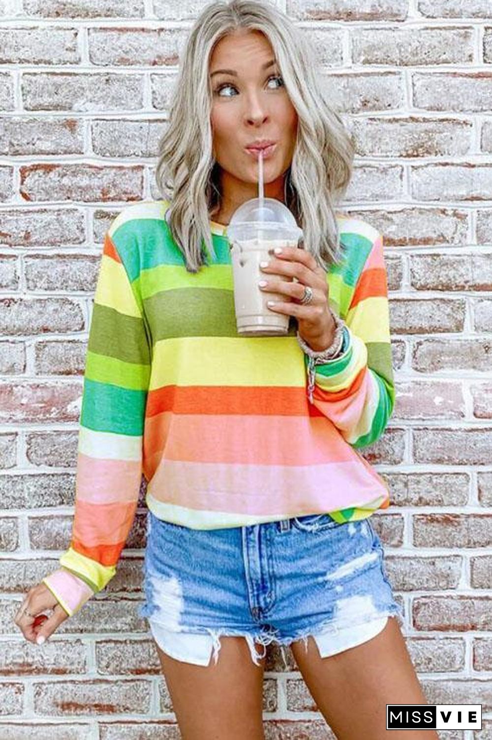 Rainbow Striped Top T-shirt