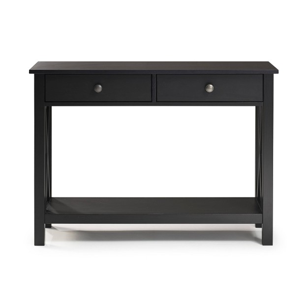 Davis Transitional Solid Wood Console Buffett Table 1 Drawer Black Linon