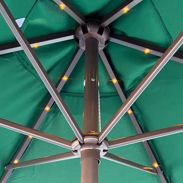 9 x27 X 9 x27 Round Lighted Patio Umbrella Green