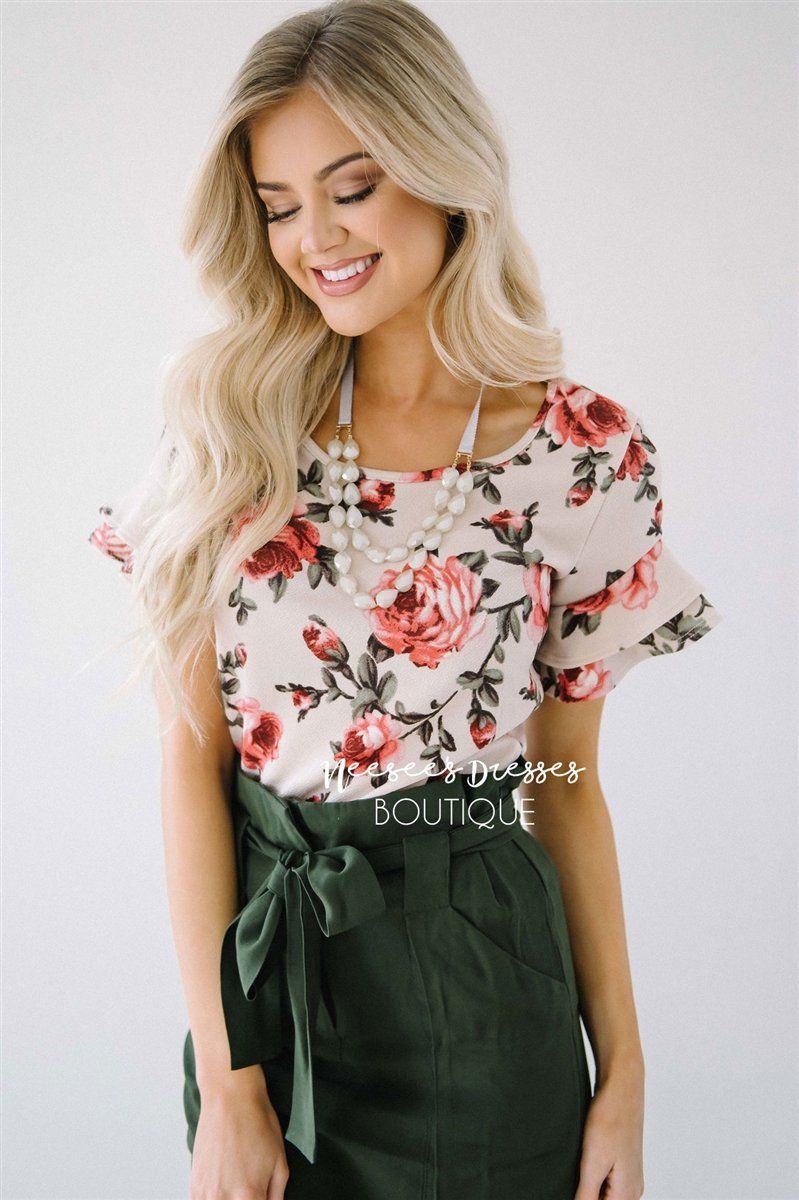 Floral Double Ruffle Sleeve Top