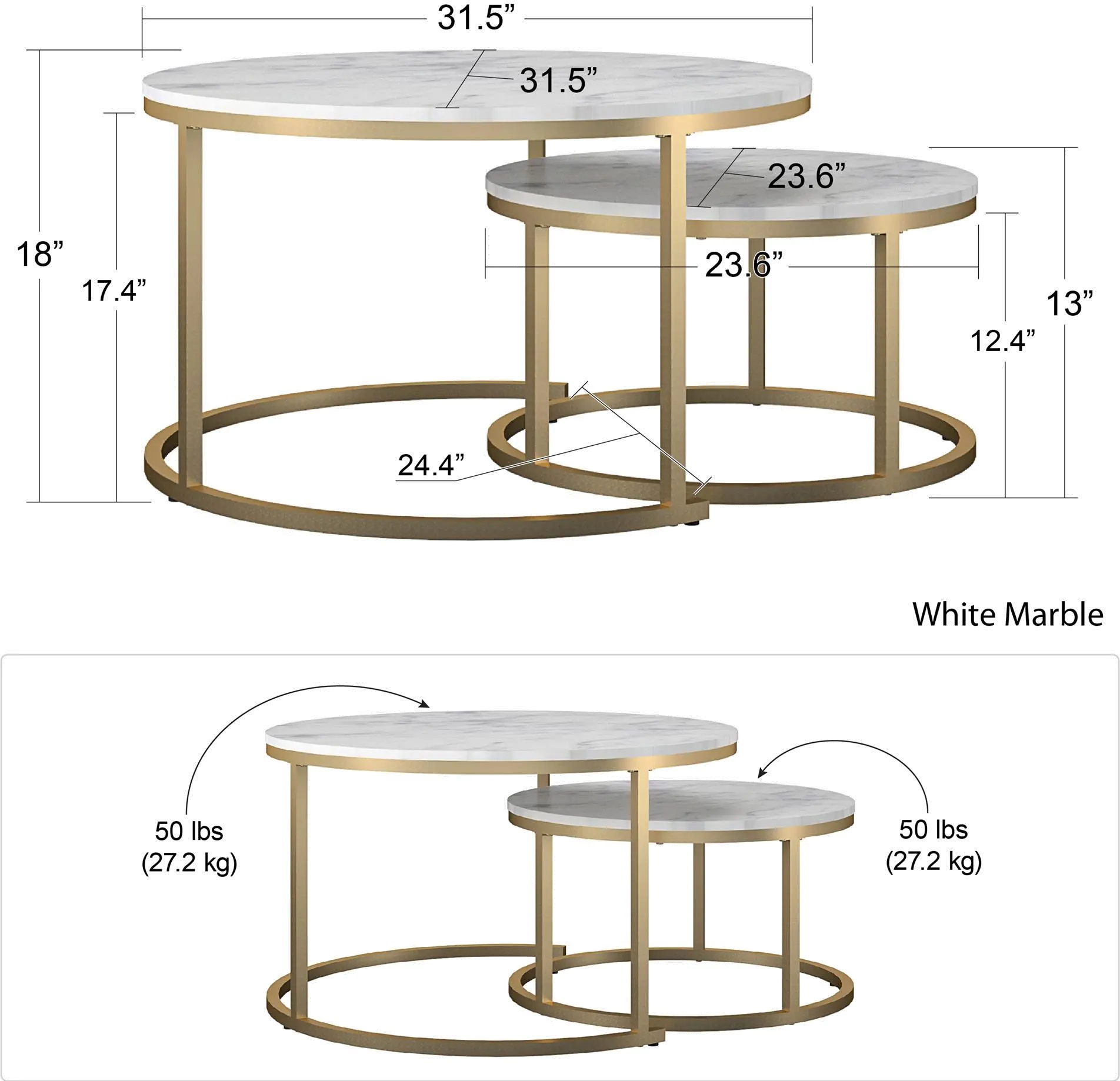 Amelia Terrazzo Nesting Coffee Tables