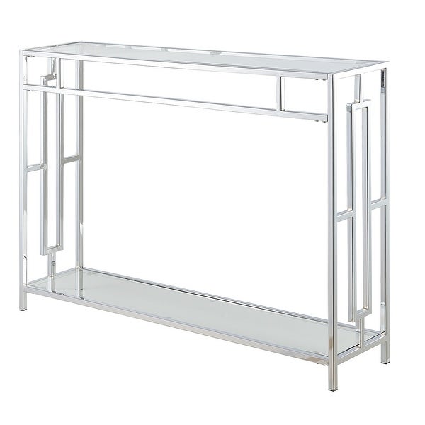 Silver Orchid Adolfi Chrome Console Table with Shelf