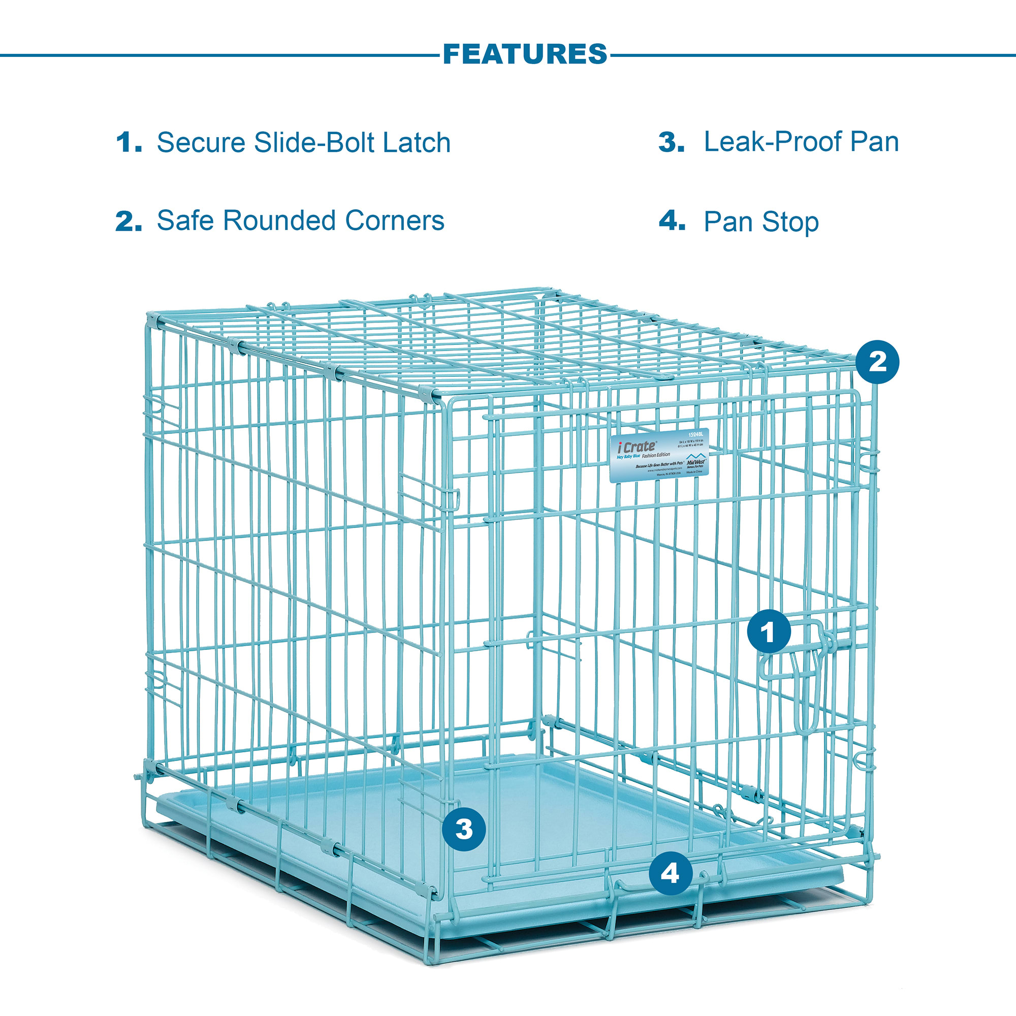 Midwest Blue iCrate Single Door for Dogs， 24.77