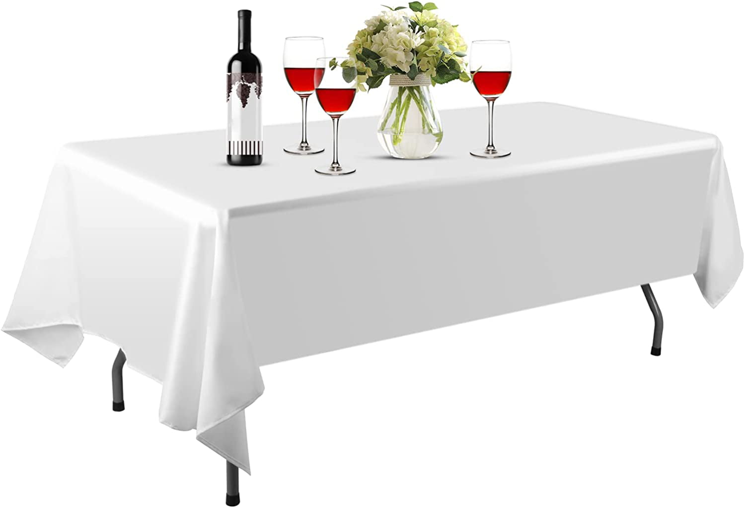 EMART Rectangle Tablecloth, 60 x 102 inch White Table Clothes for 6 Foot Rectangle Tables in Polyester Fabric for Dining Party Wedding (2 Pack)