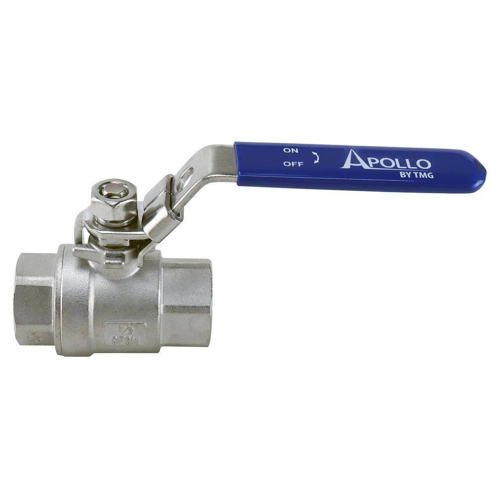 Apollo 12 in. x 12 in. Stainless Steel FNPT x FNPT 2-34 in. L Full-Port Ball Valve with Latch Lock Lever 96F10327