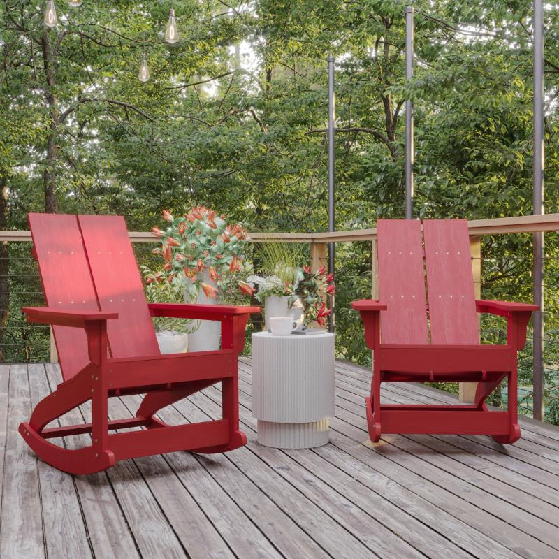 2 Pack Red Resin Rocking Chair   Contemporary   Outdoor Rocking Chairs   by Pot Racks Plus  Houzz