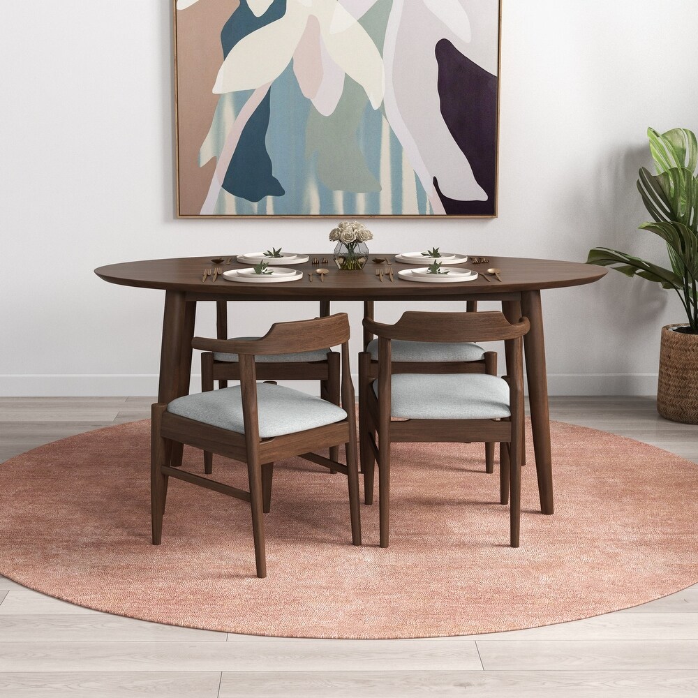 Rexus Modern Solid Wood Oval Dining Table and Chair Set Dining Room Furniture Set