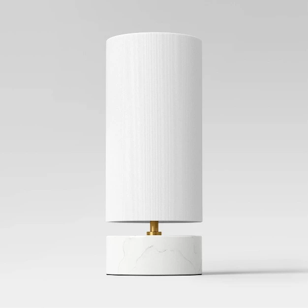 Faux Marble Mini Table Lamp White